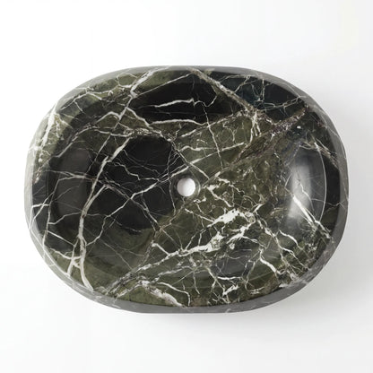 RMD-008 Round Green Marble Vessel Sink Basin