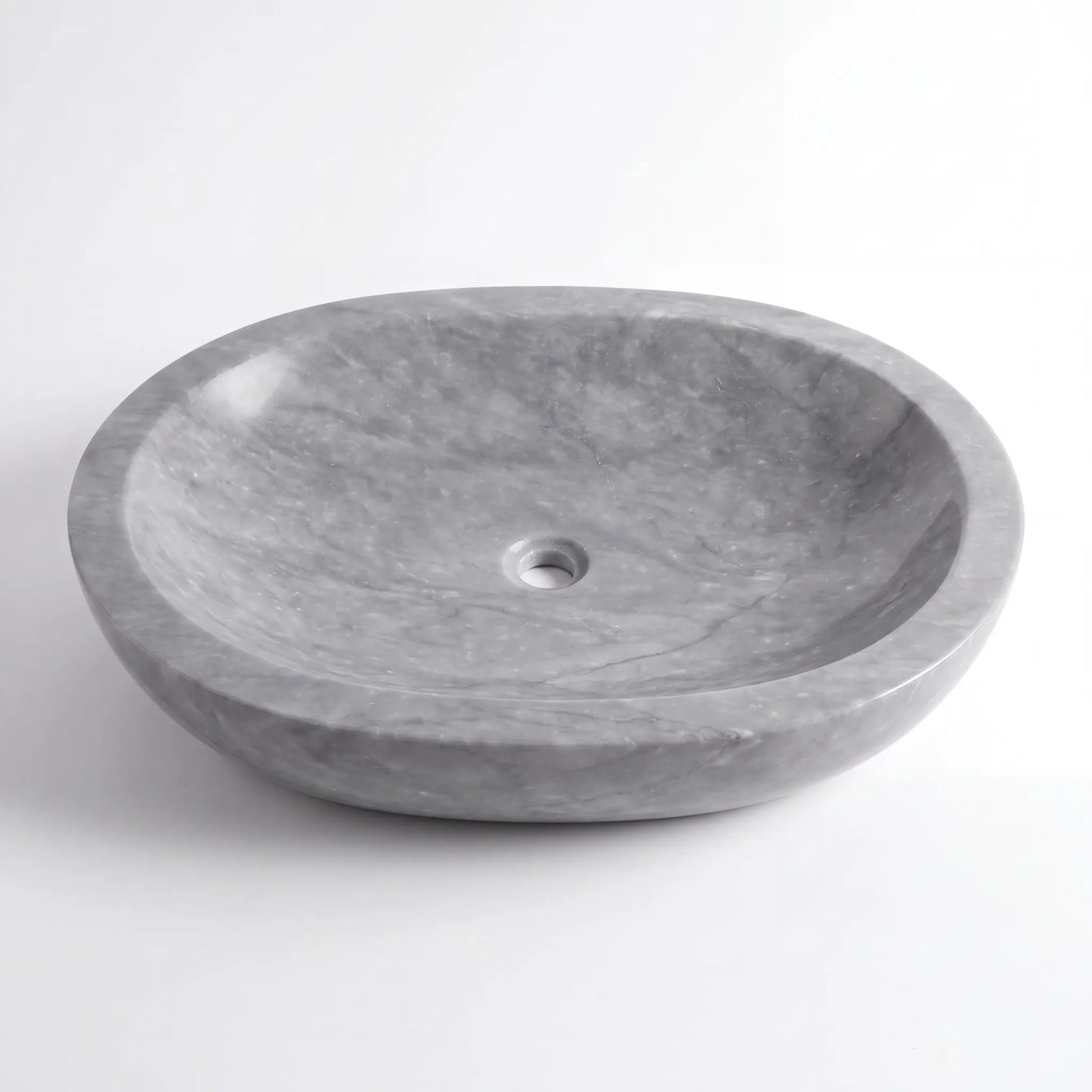 RMD-011 Round Grey Marble Vessel Sink Basin