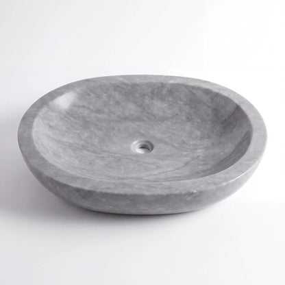 RMD-011 Round Grey Marble Vessel Sink Basin