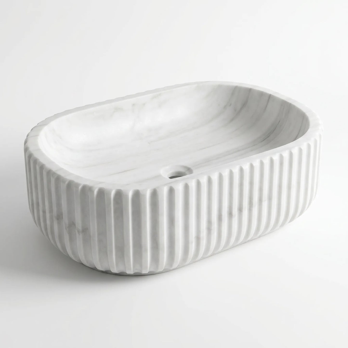 RMD-012 Round  Carrara White Vessel Sink Basin