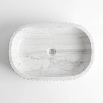 RMD-012 Round  Carrara White Vessel Sink Basin