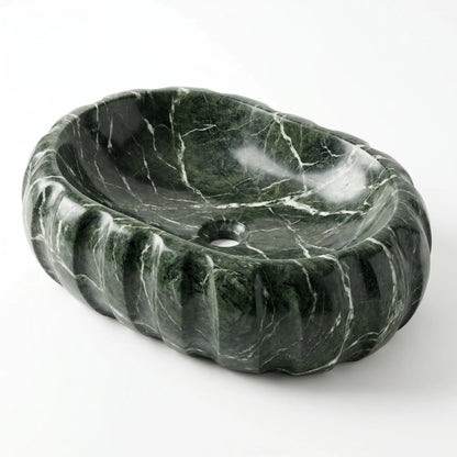 RMD-013 Round Green Marble Vessel Sink Basin