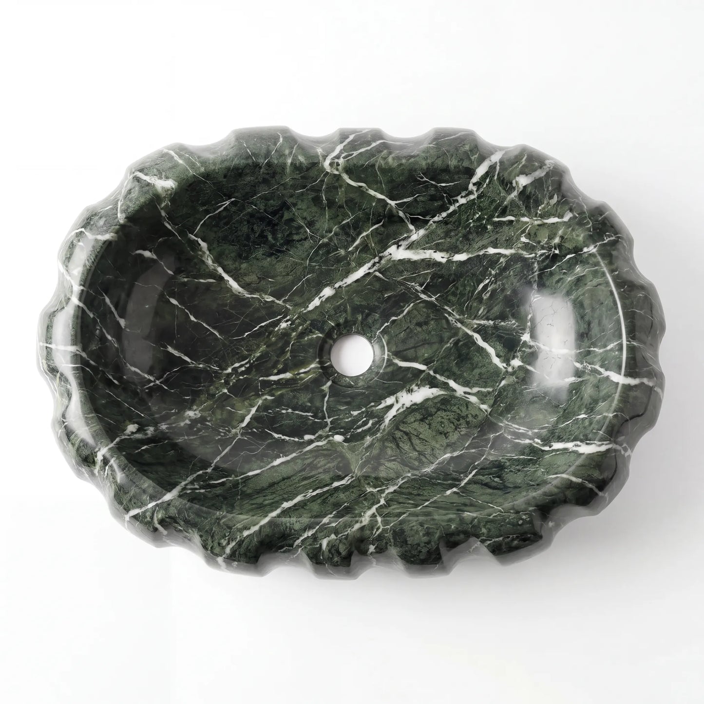 RMD-013 Round Green Marble Vessel Sink Basin