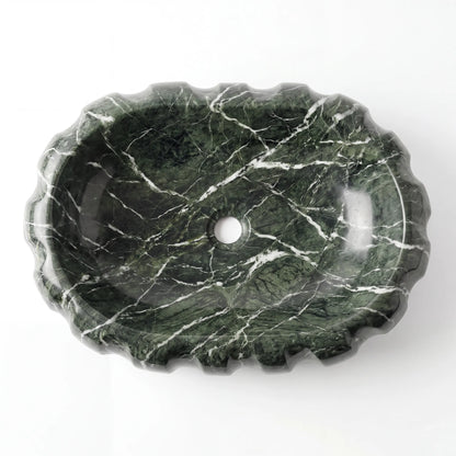 RMD-013 Round Green Marble Vessel Sink Basin