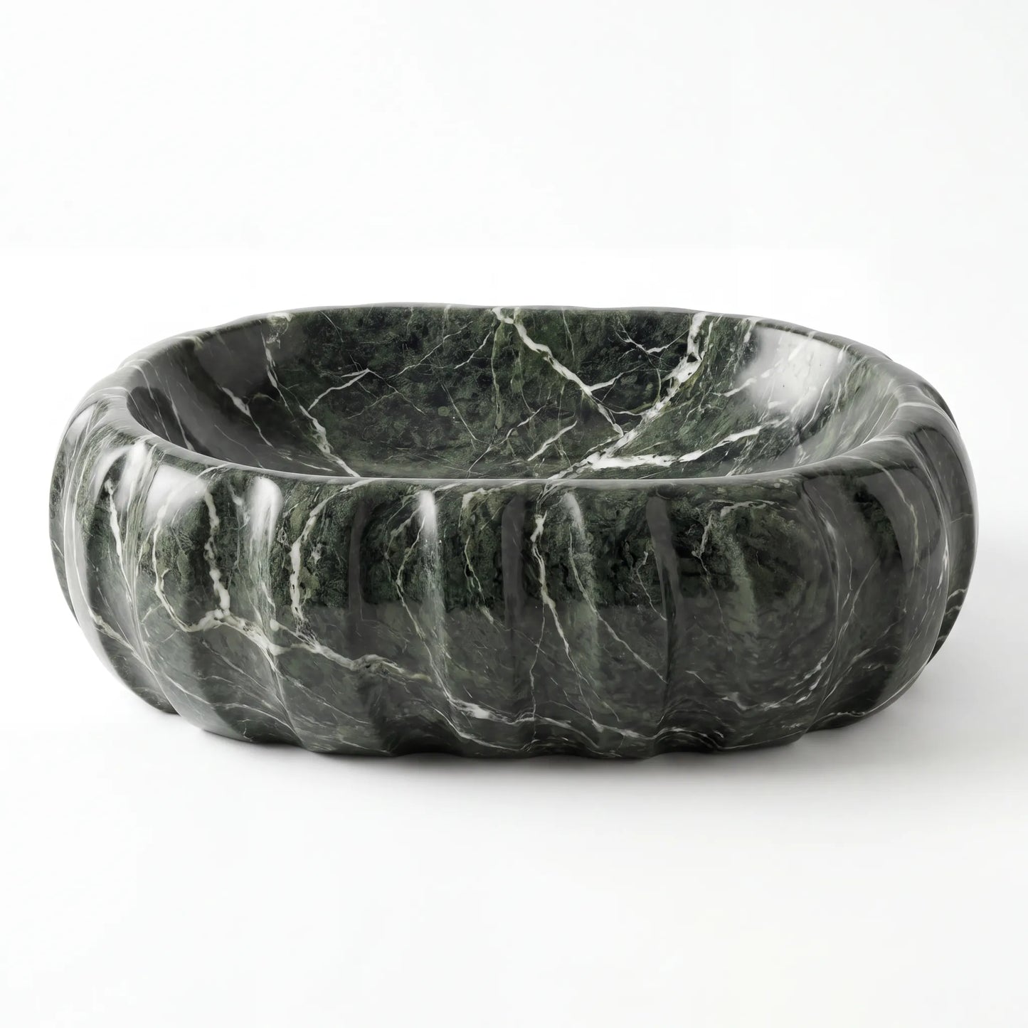 RMD-013 Round Green Marble Vessel Sink Basin