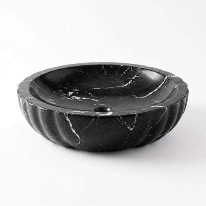 RMD-014 Round Nero Marquina Vessel Sink Basin