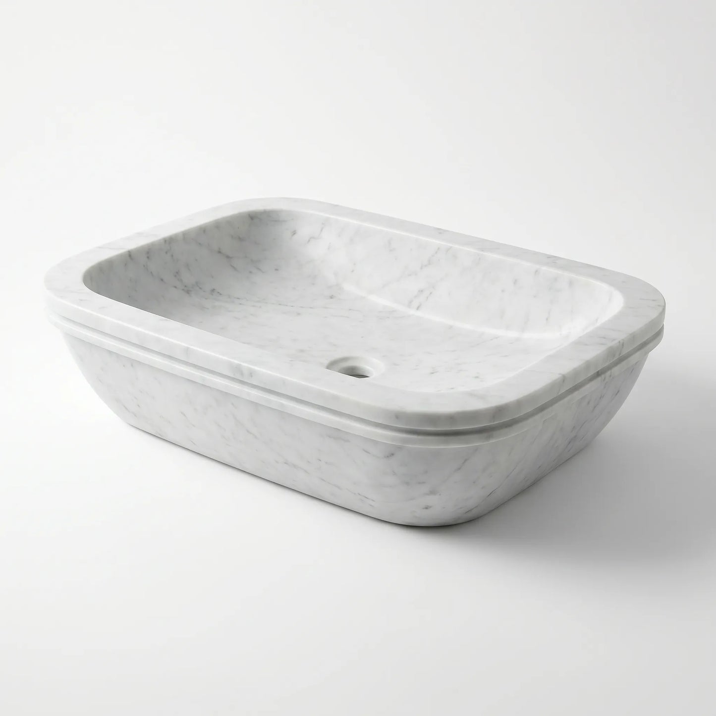 RMD-015 Round Carrara White Vessel Sink Basin