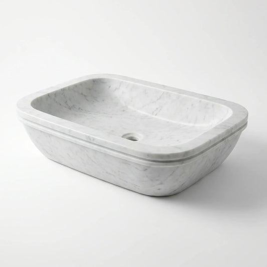RMD-015 Round Carrara White Vessel Sink Basin