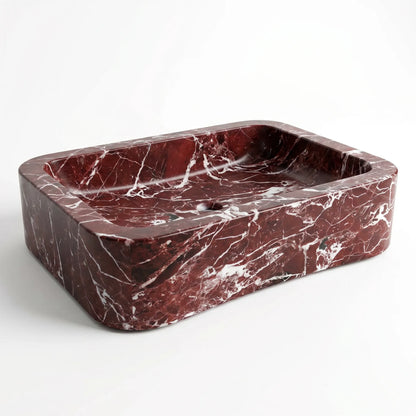 RMD-016 Rectangle Rosso Levanto Vessel Sink Basin