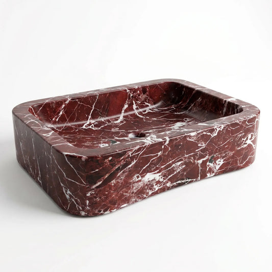 RMD-016 Rectangle Rosso Levanto Vessel Sink Basin