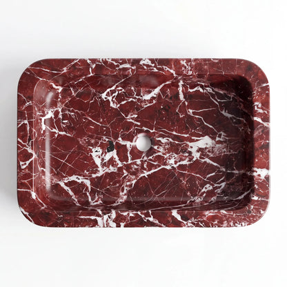 RMD-016 Rectangle Rosso Levanto Vessel Sink Basin