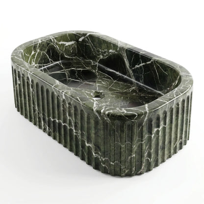RMD-017 Rectangle Green Marble Vessel Sink Basin