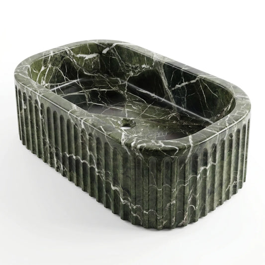 RMD-017 Rectangle Green Marble Vessel Sink Basin