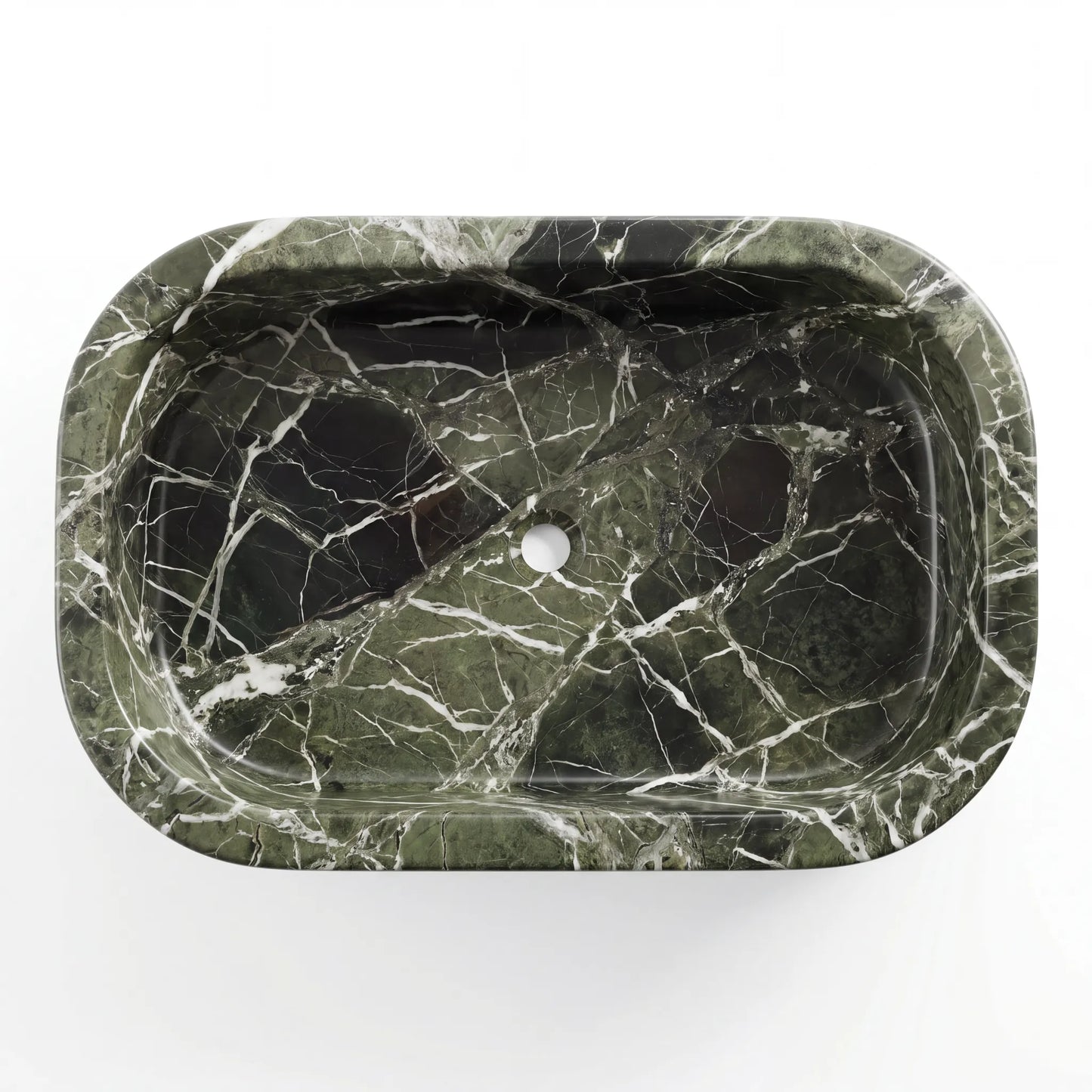 RMD-017 Rectangle Green Marble Vessel Sink Basin