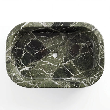 RMD-017 Rectangle Green Marble Vessel Sink Basin