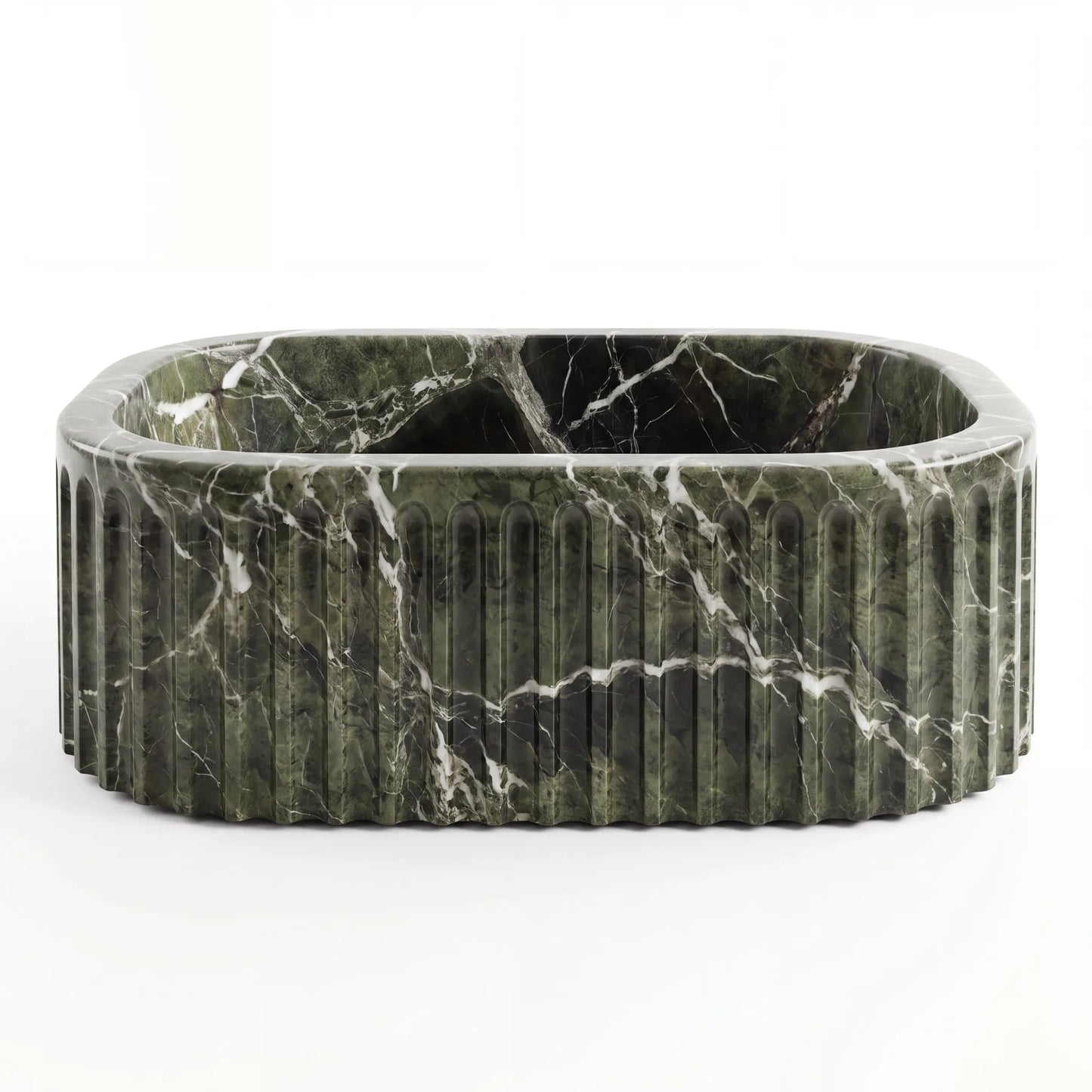 RMD-017 Rectangle Green Marble Vessel Sink Basin