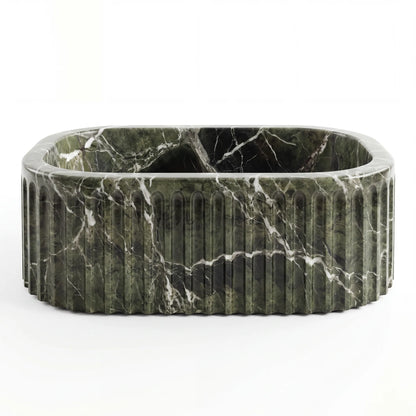 RMD-017 Rectangle Green Marble Vessel Sink Basin