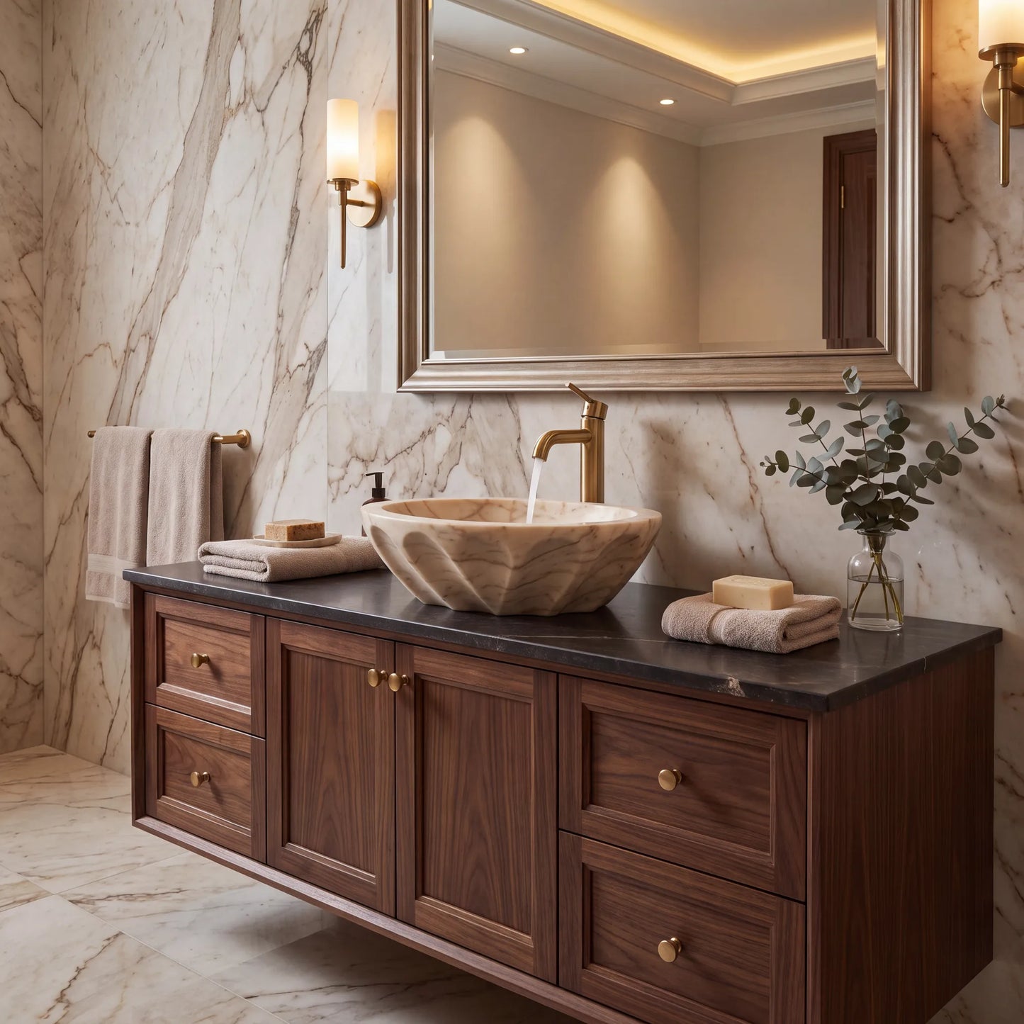 RMD-018 Round Calacatta Gold Vessel Sink Basin