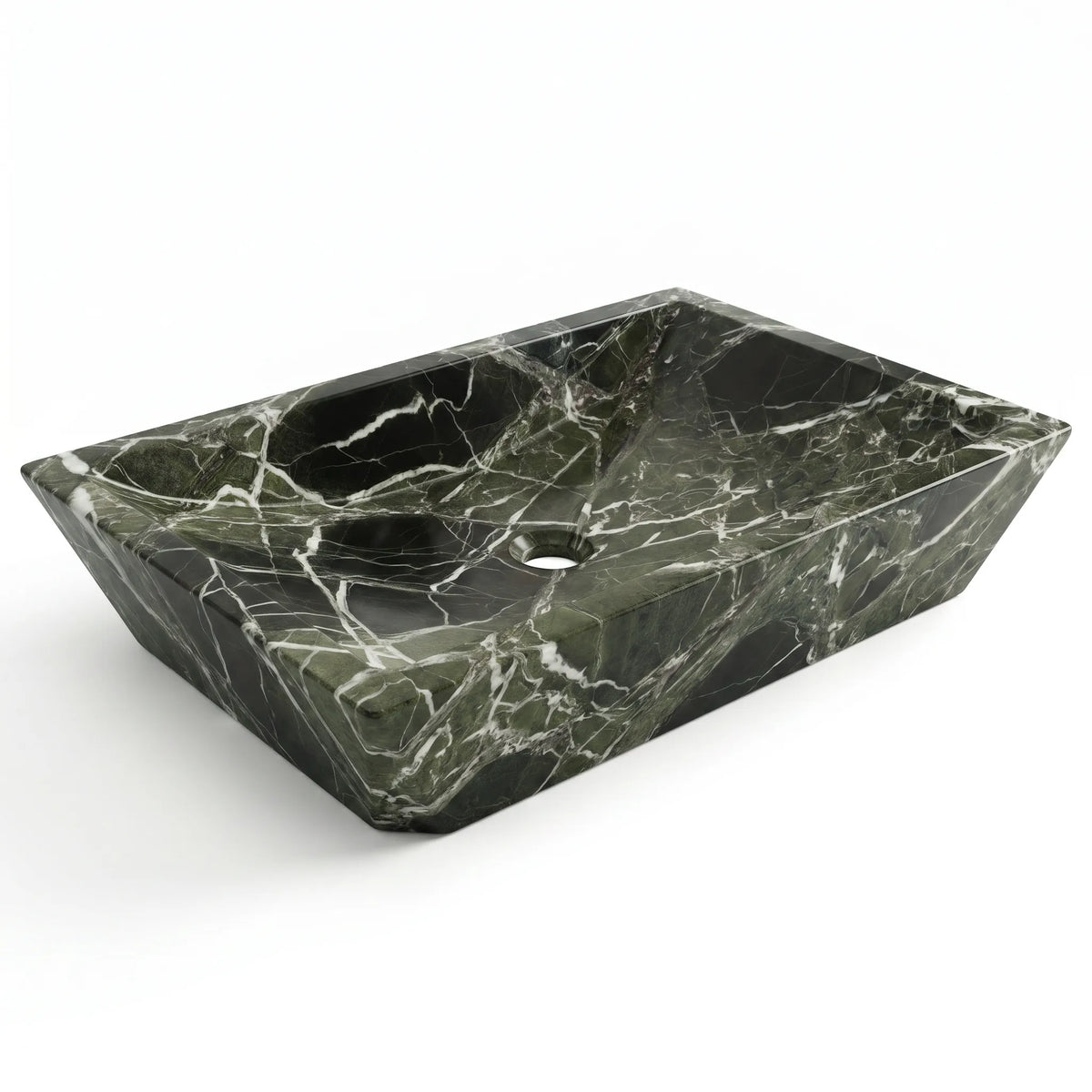 RMD-021 Verdavena oval green marble vessel sink with rich natural veining