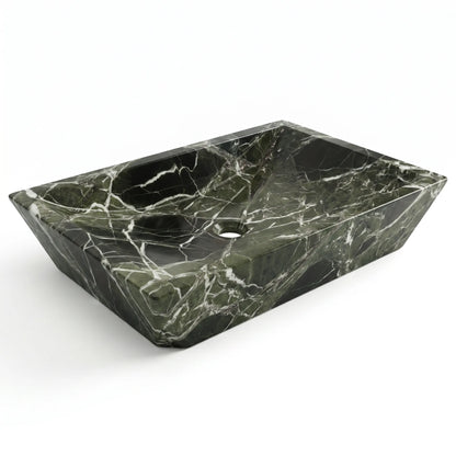 RMD-021 Verdavena oval green marble vessel sink with rich natural veining