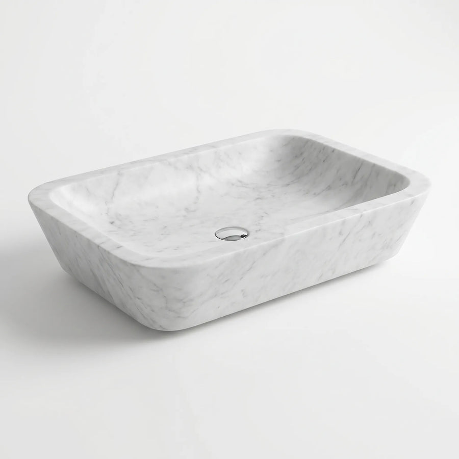 RMD-025 Round Carrara White Vessel Sink Basin