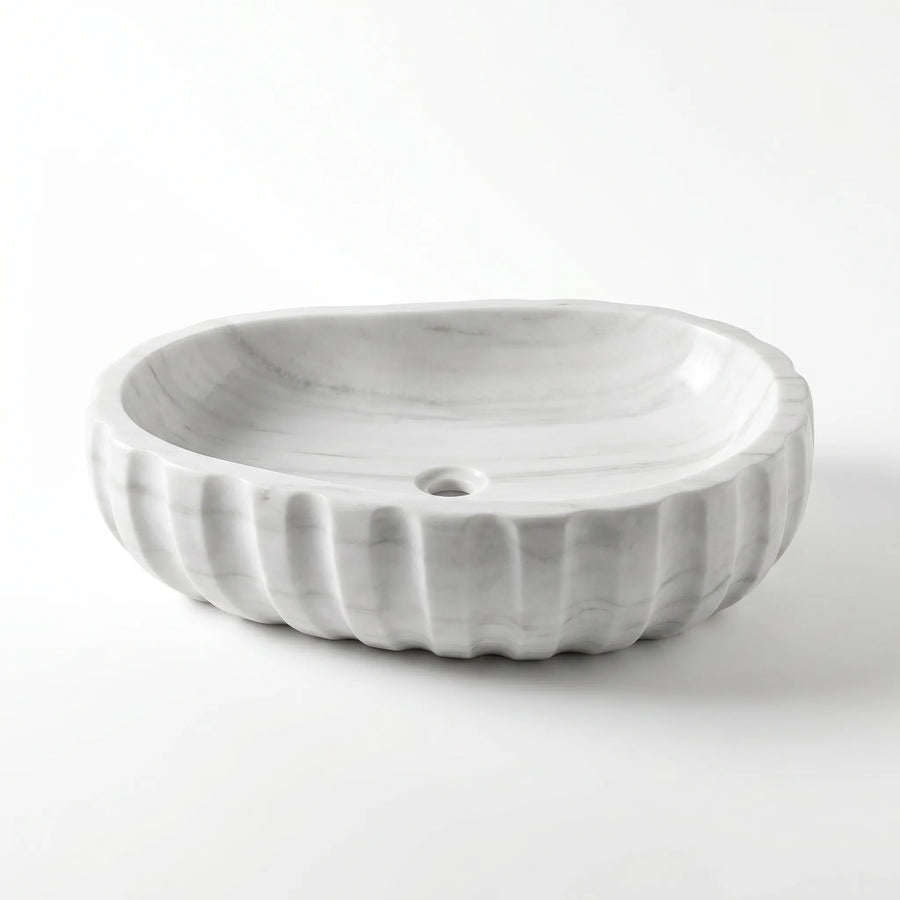 RMD-027 Round Carrara White Vessel Sink Basin