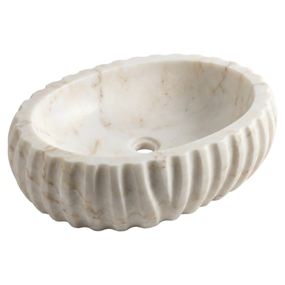 RMD-030 Aurevienne oval Calacatta Gold marble vessel sink with elegant natural veining