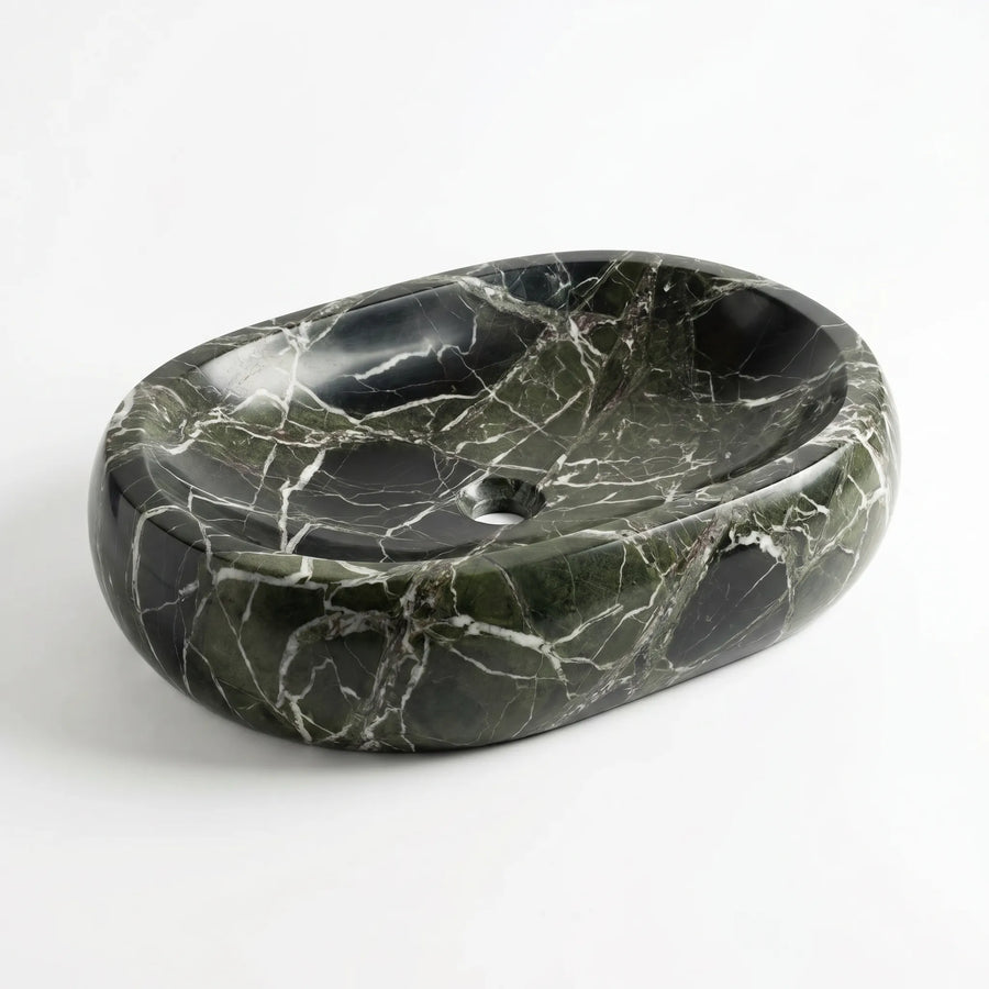 RMD-031 Round Green Marble Vessel Sink Basin
