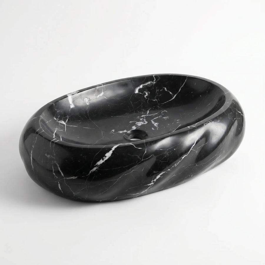 RMD-033  Round Nero Marquina Vessel Sink Basin