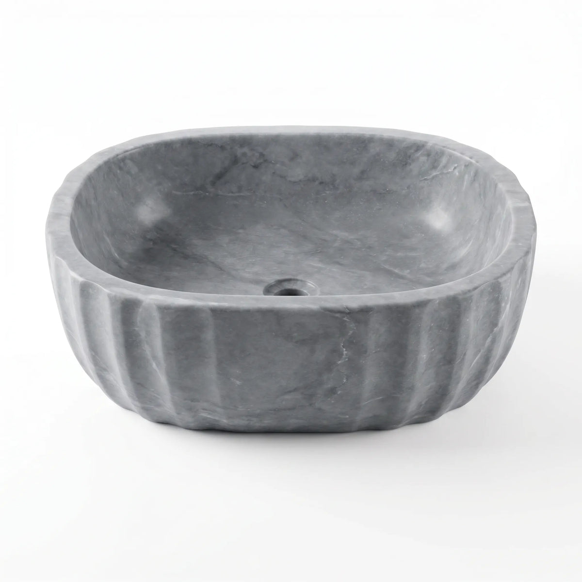 RMD-035 Grivienne oval grey marble vessel sink with distinctive natural veining
