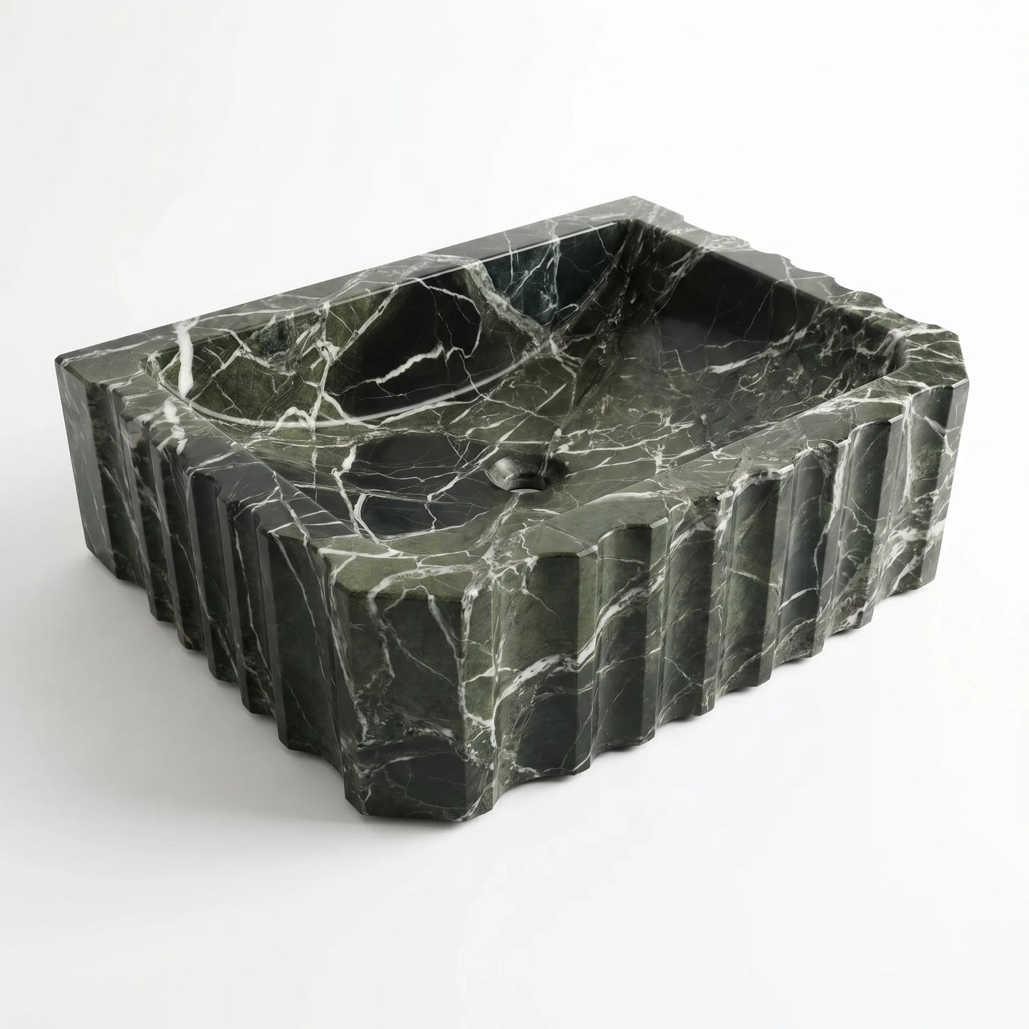 RMD-036 Round Green Marble Vessel Sink Basin