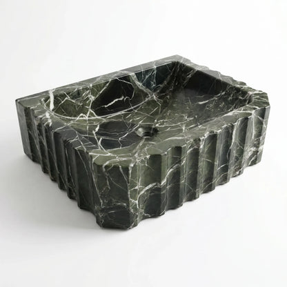 RMD-036 Round Green Marble Vessel Sink Basin