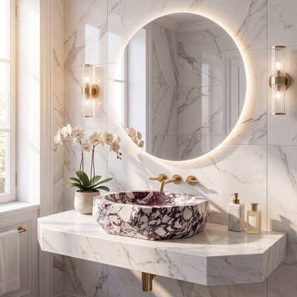 RMD-037 Round Calacatta Viola Vessel Sink Basin