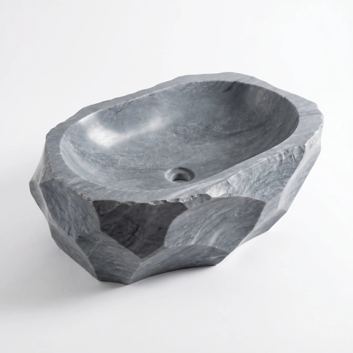 RMD-038 Round  Grey Marble Vessel Sink Basin