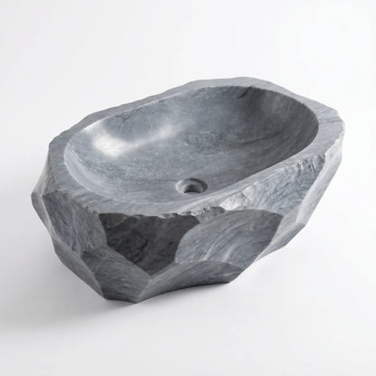 RMD-038 Round  Grey Marble Vessel Sink Basin