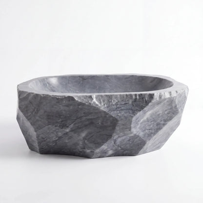 RMD-038 Round  Grey Marble Vessel Sink Basin
