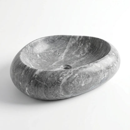 RMD-044 Round Grey Marble Vessel Sink Basin