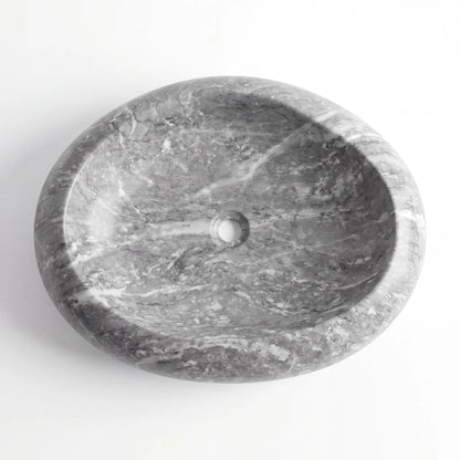 RMD-044 Round Grey Marble Vessel Sink Basin