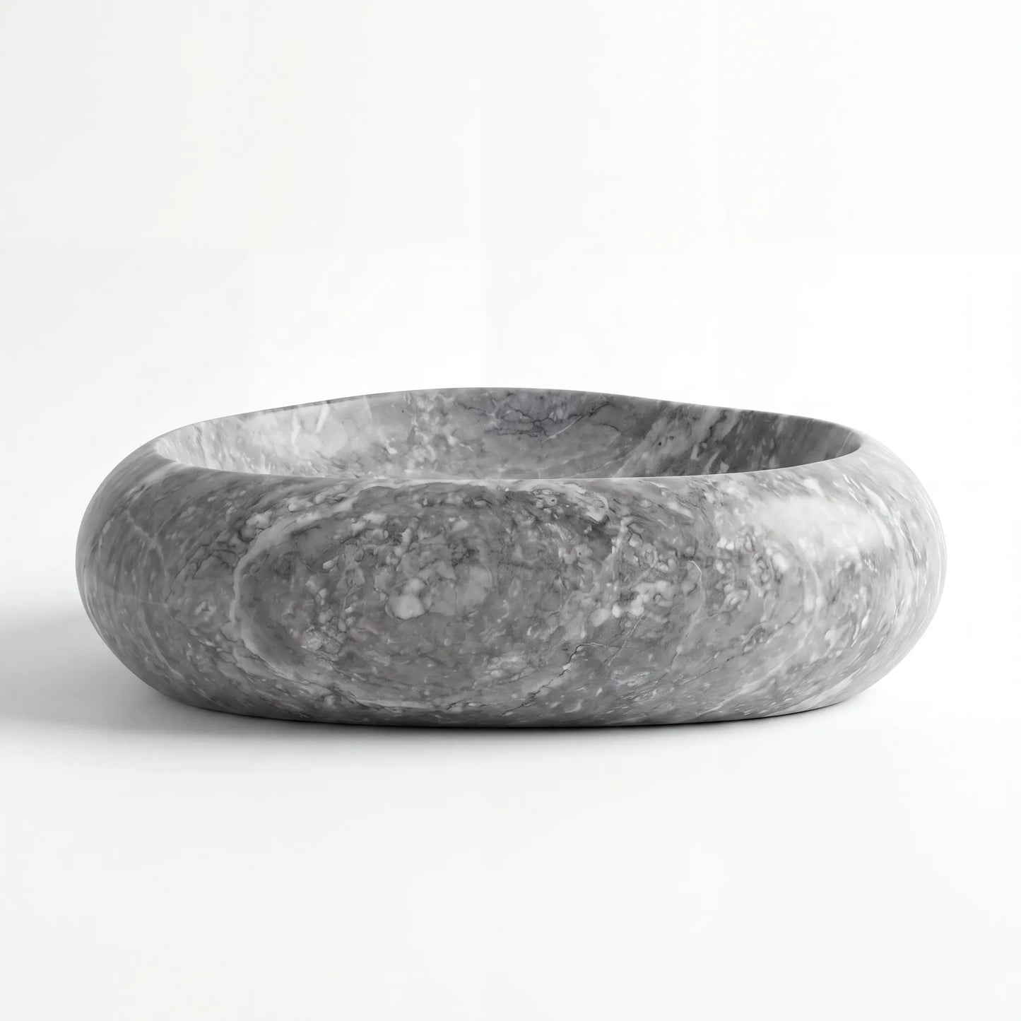 RMD-044 Round Grey Marble Vessel Sink Basin