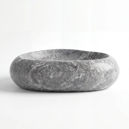 RMD-044 Round Grey Marble Vessel Sink Basin