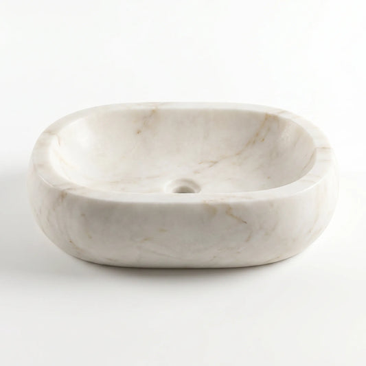 RMD-048 Rectangle Cream and Bej Marble Vessel Sink Basin