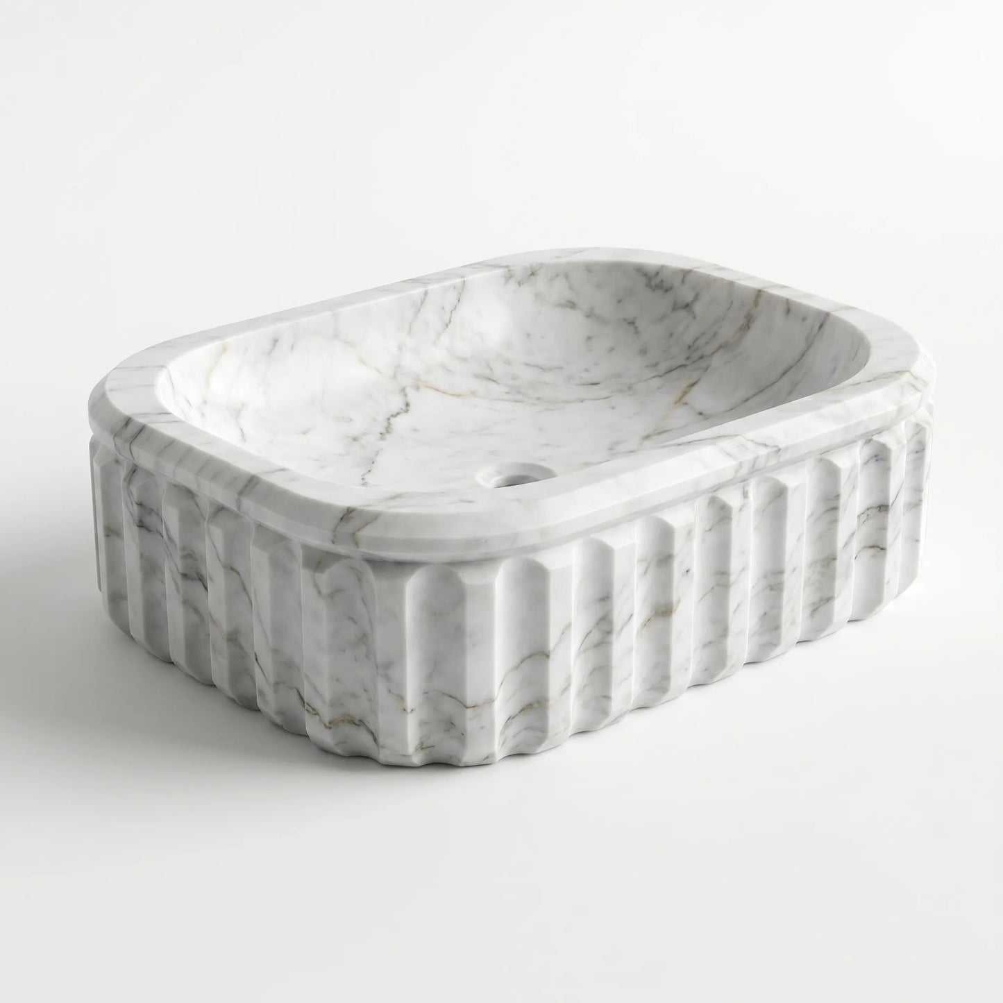 RMD-050 Round Carrara White Vessel Sink Basin