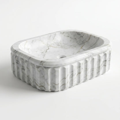 RMD-050 Round Carrara White Vessel Sink Basin