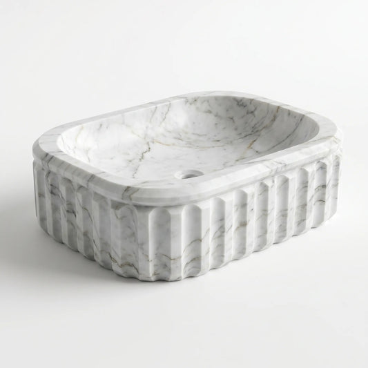 RMD-050 Round Carrara White Vessel Sink Basin