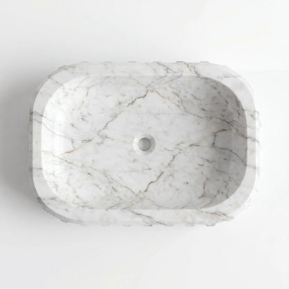 RMD-050 Round Carrara White Vessel Sink Basin