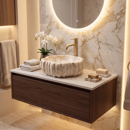RMD-051 Round Calacatta Gold Vessel Sink Basin