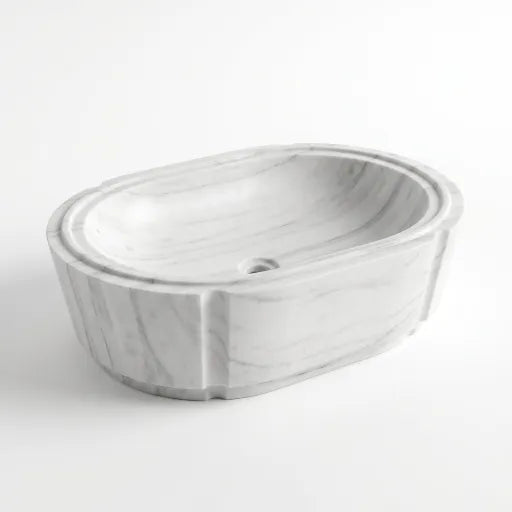 RMD-052 Round Carrara White Vessel Sink Basin