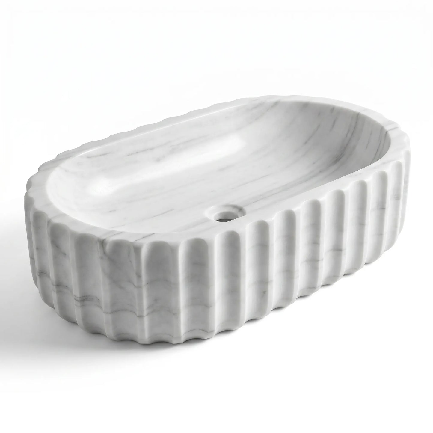 RMD-053  Rectangle Carrara White Vessel Sink Basin