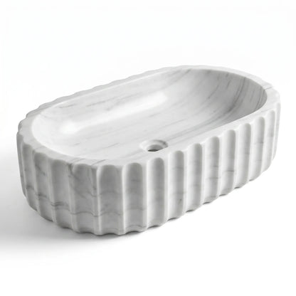 RMD-053  Rectangle Carrara White Vessel Sink Basin