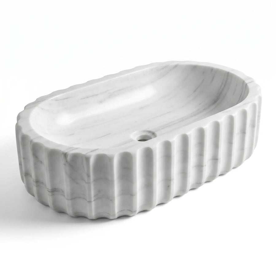RMD-053  Rectangle Carrara White Vessel Sink Basin